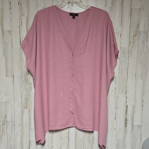 ellos Women's 1X Oversized Linen-Blend Tunic